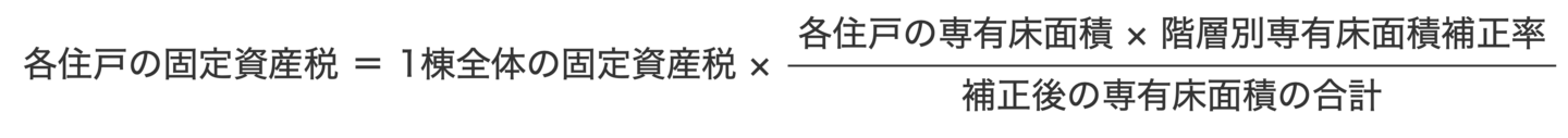 各住戸の固定資産税の計算式