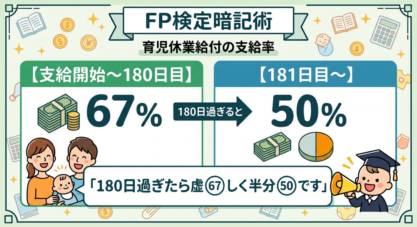FP検定暗記術_育児休業給付の支給率